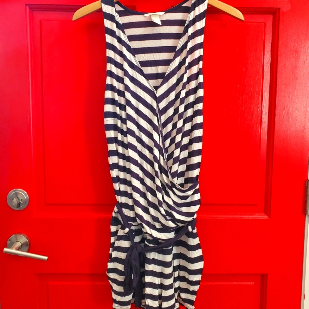 H&M Maternity Romper - Sz M Navy & White Stripe